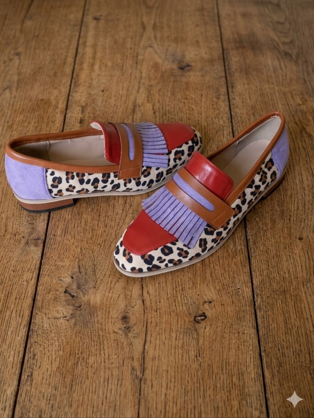 Leopard Print Fringe Loafers/ Colorblock Suede Tassel Moccasins